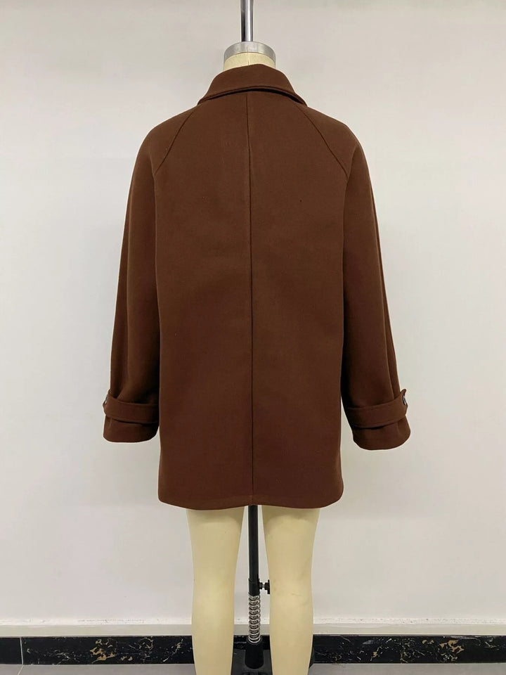 Single-breasted raglan sleeve wool-look jacket