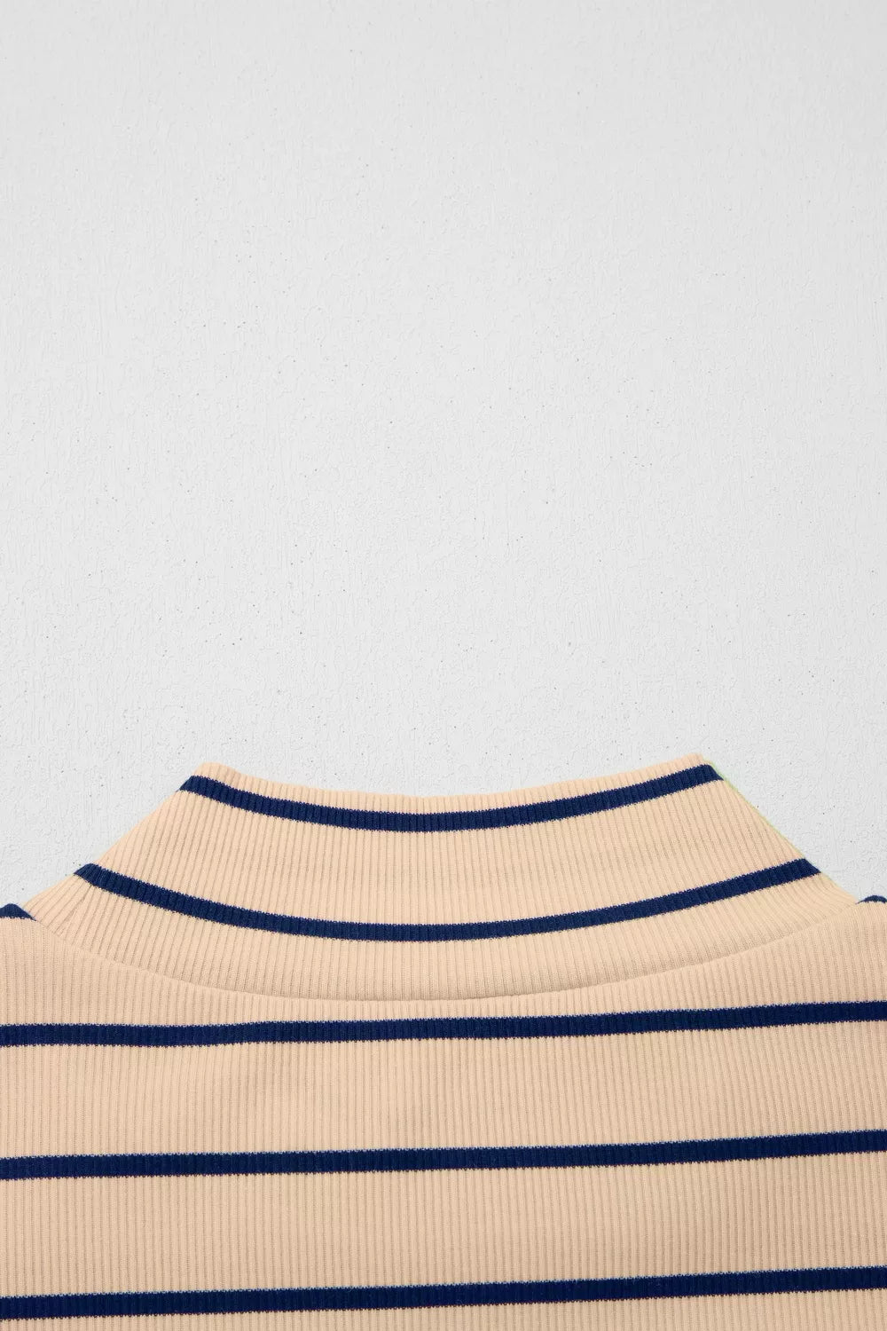 Striped mock neck short sleeve knit top