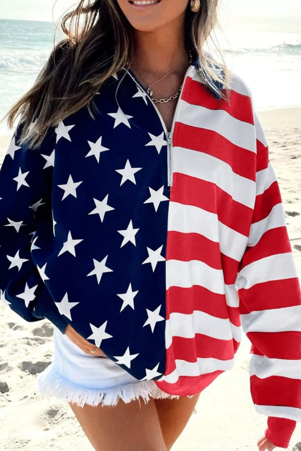American flag half-zip pullover sweatshirt