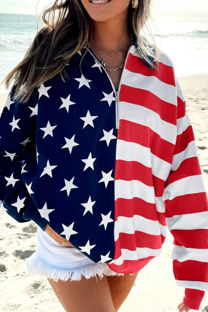 American flag half-zip pullover sweatshirt
