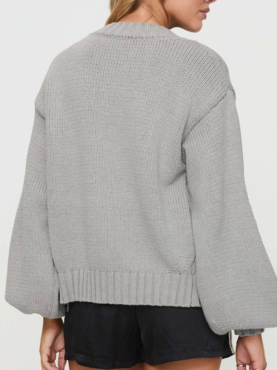 Chunky knit button-up cardigan with ribbed trim