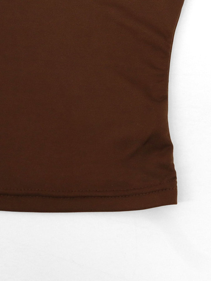 Ruched cowl neck cami with tie choker neckline