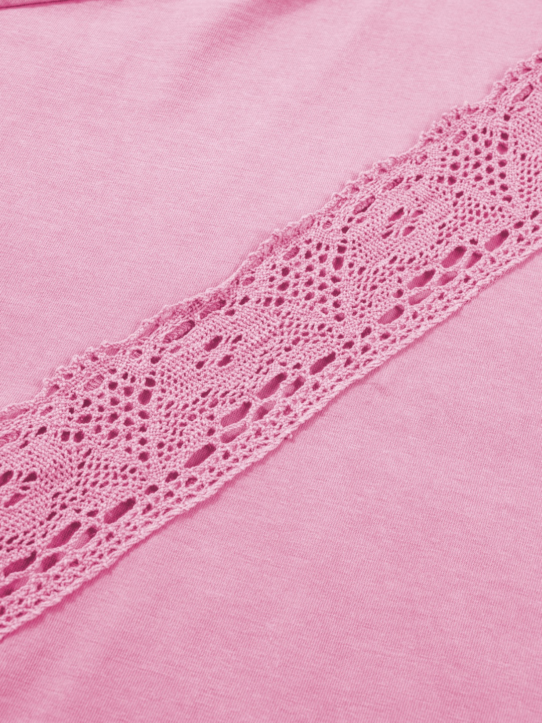 Mineral wash lace patchwork tee with notched neck
