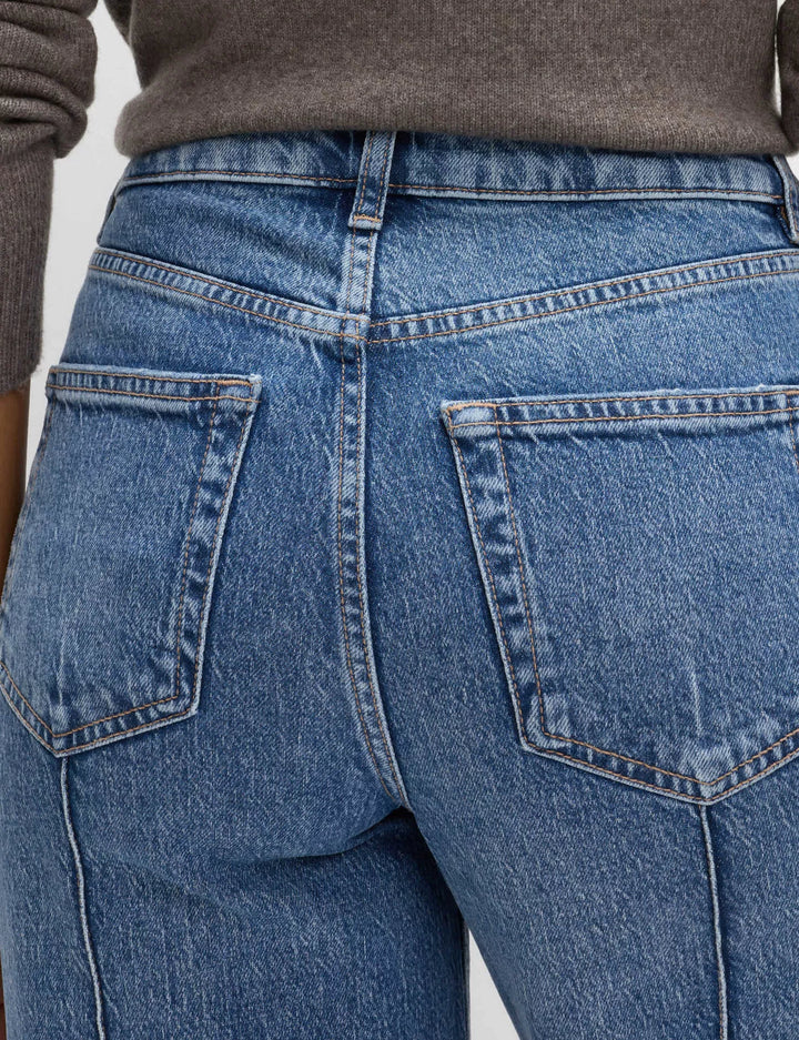 High-rise wide leg jeans with front seam detail