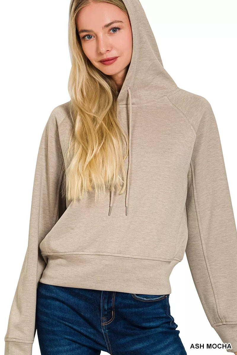 Drawstring scuba pullover hoodie with raglan sleeves