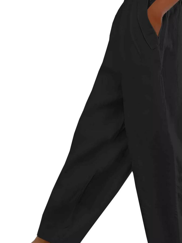 Paperbag waist tapered crop pants with side pockets