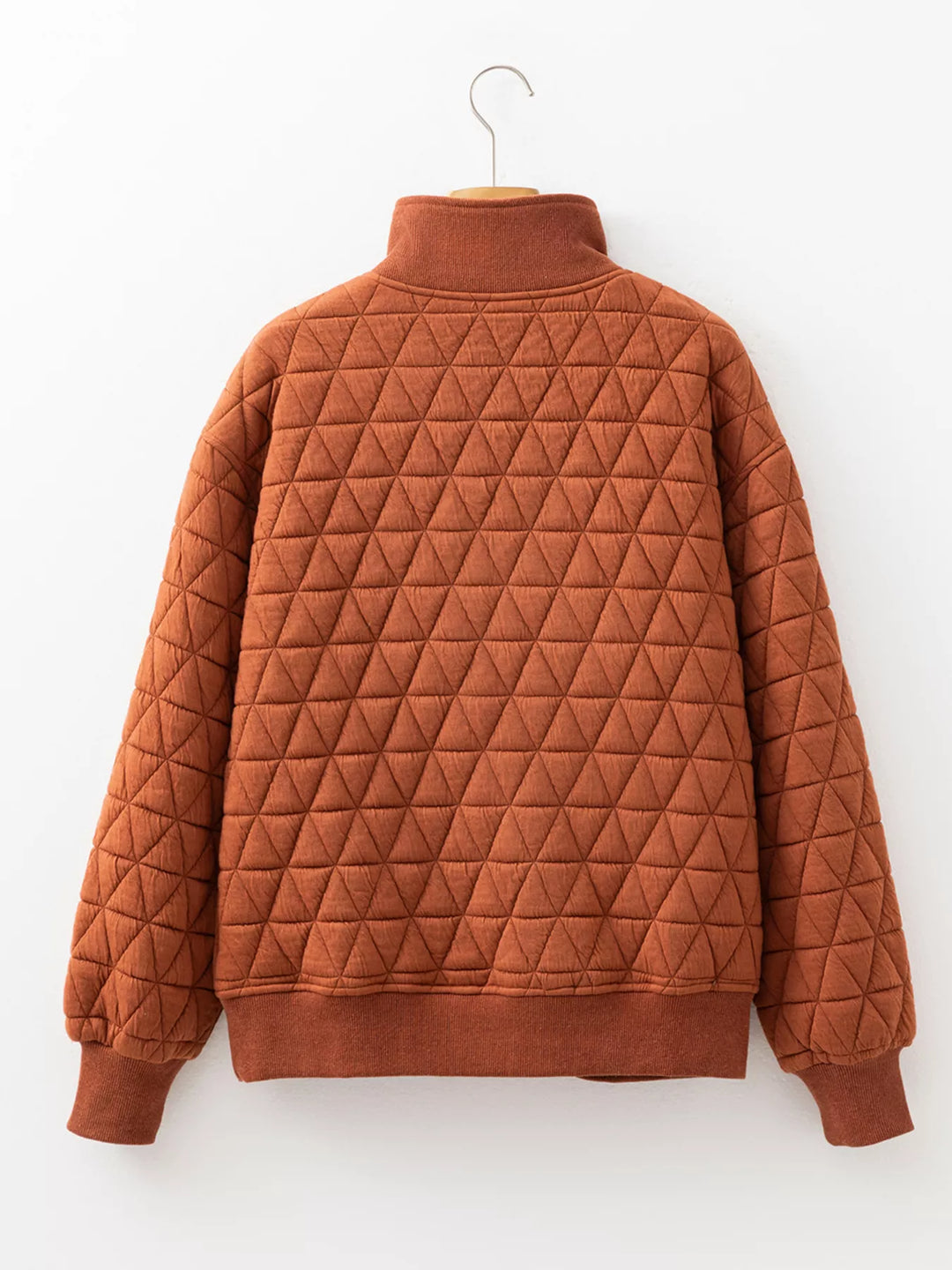 Geometric quilted half-zip pullover sweatshirt