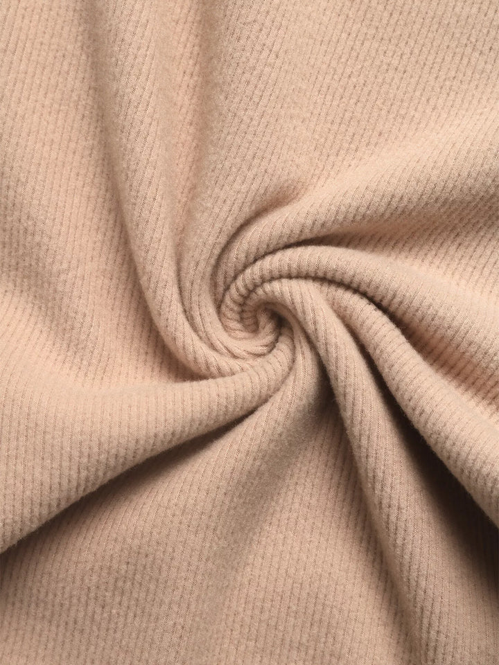Ribbed knit hoodie and wide-leg pants two-piece set