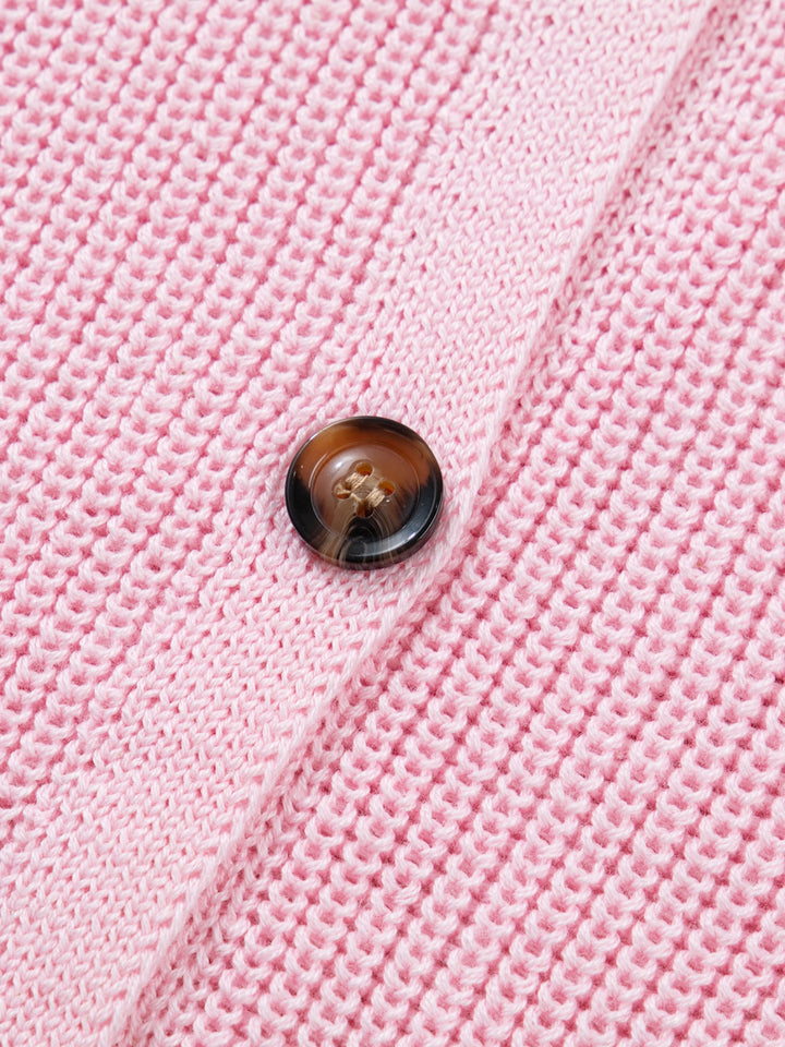 V-neck button-front knit sweater vest with patch pockets
