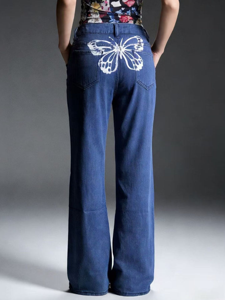 High-rise wide-leg jeans with butterfly back detail