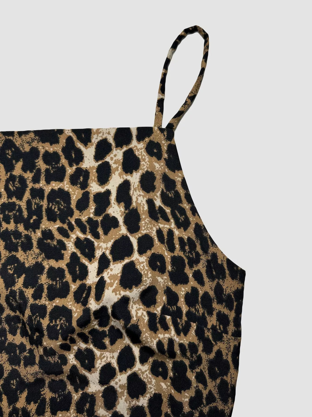 Leopard print crop cami with backless tie detail