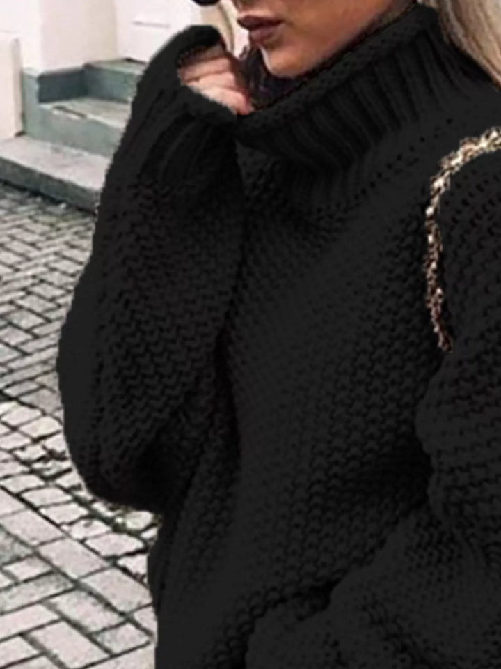 Oversized chunky knit turtleneck sweater