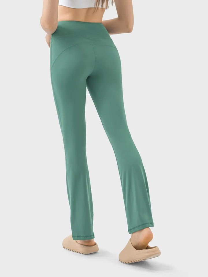 High-waist flare yoga leggings with wide waistband