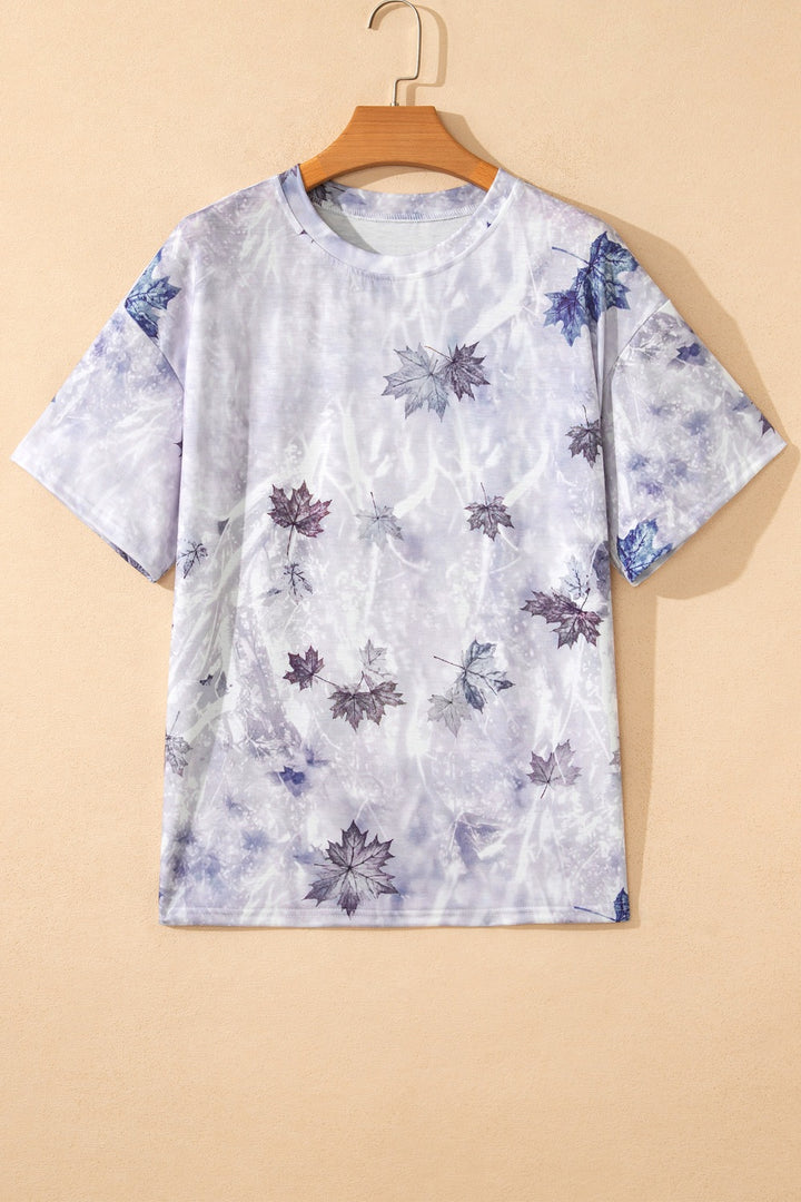 Woodland leaf camo print drop shoulder tunic tee