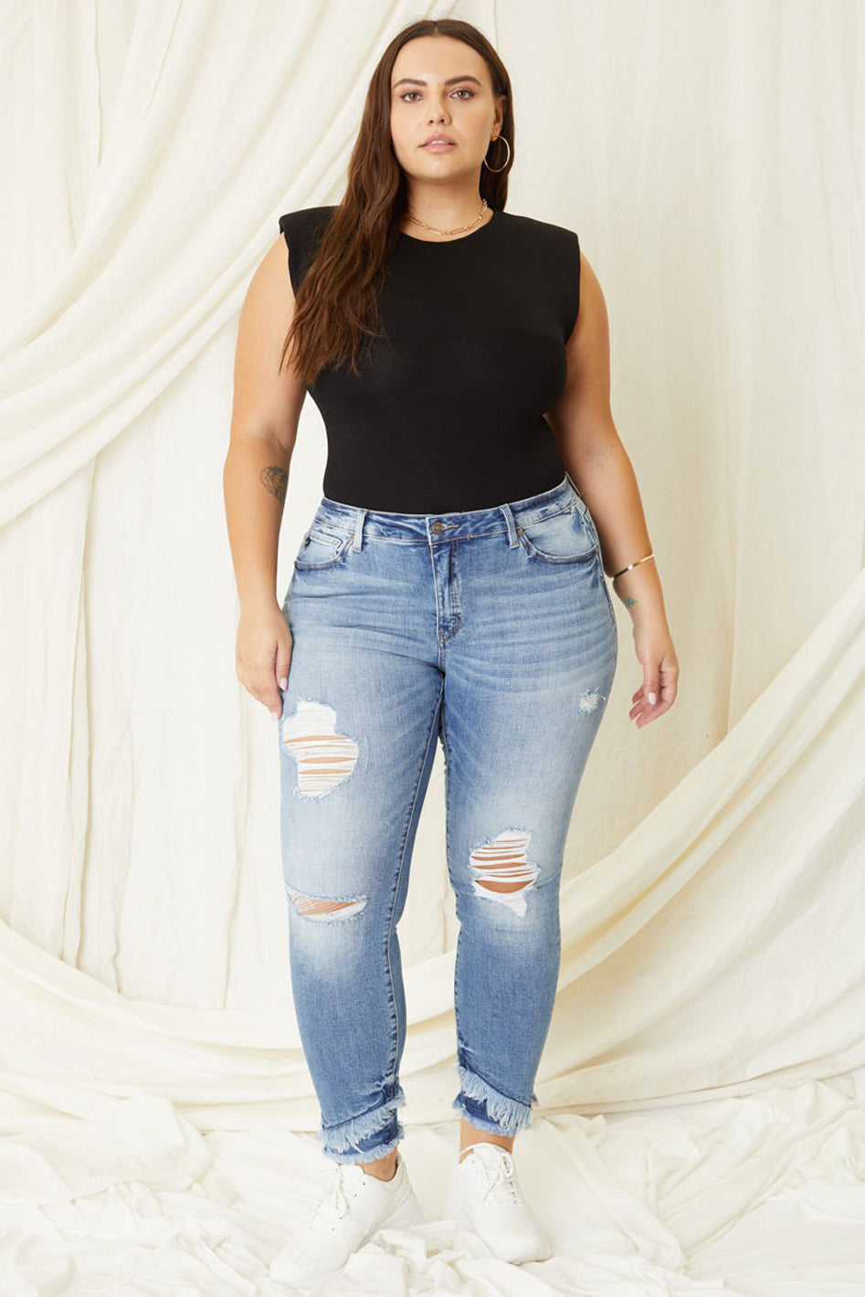 Plus Mid Rise Ankle Skinny Jeans - Azoroh