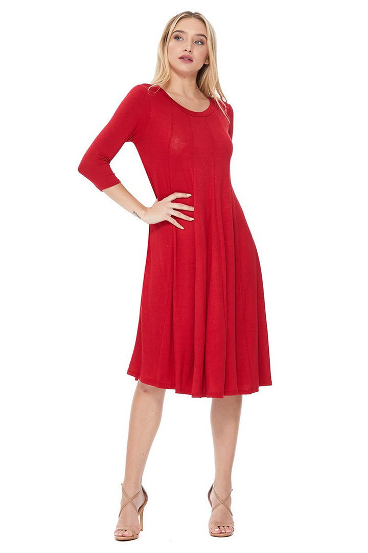 Solid jersey knit a-line dress - Azoroh