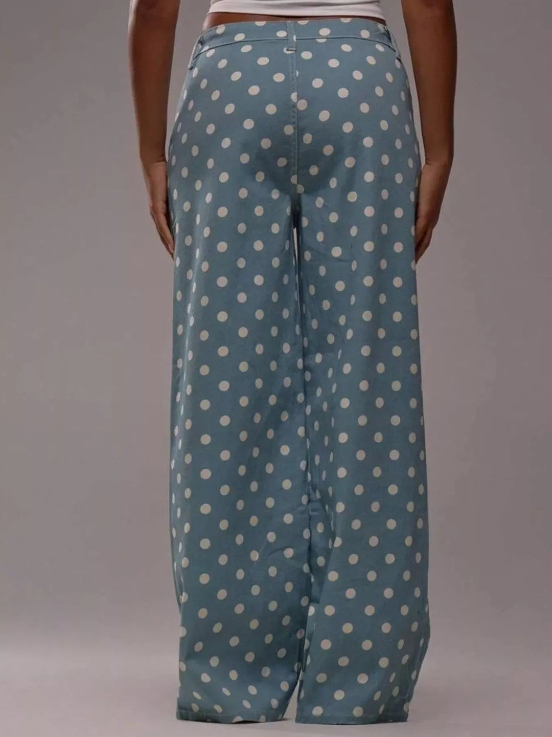 Polka dot high-rise wide-leg jeans with five-pocket styling