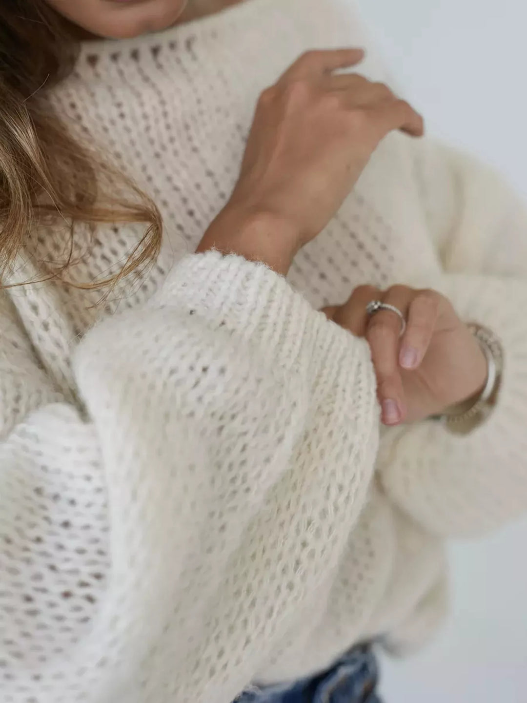 Oversized chunky knit boat neck sweater