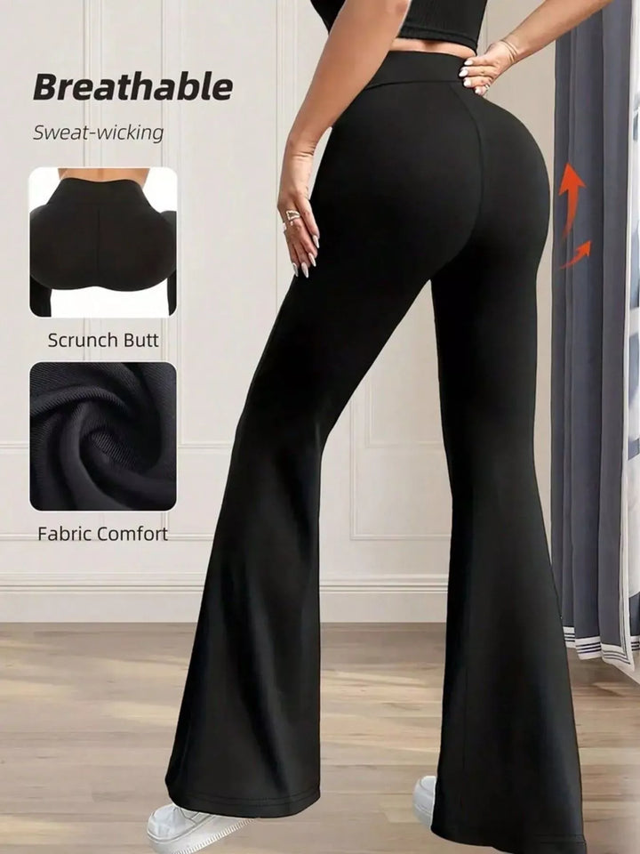 High-rise slim flare pants with side pockets