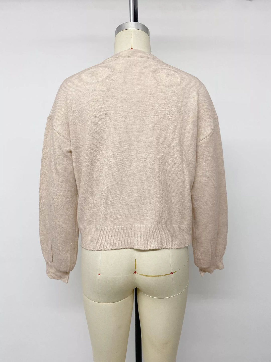 Knot button dropped shoulder knit cardigan