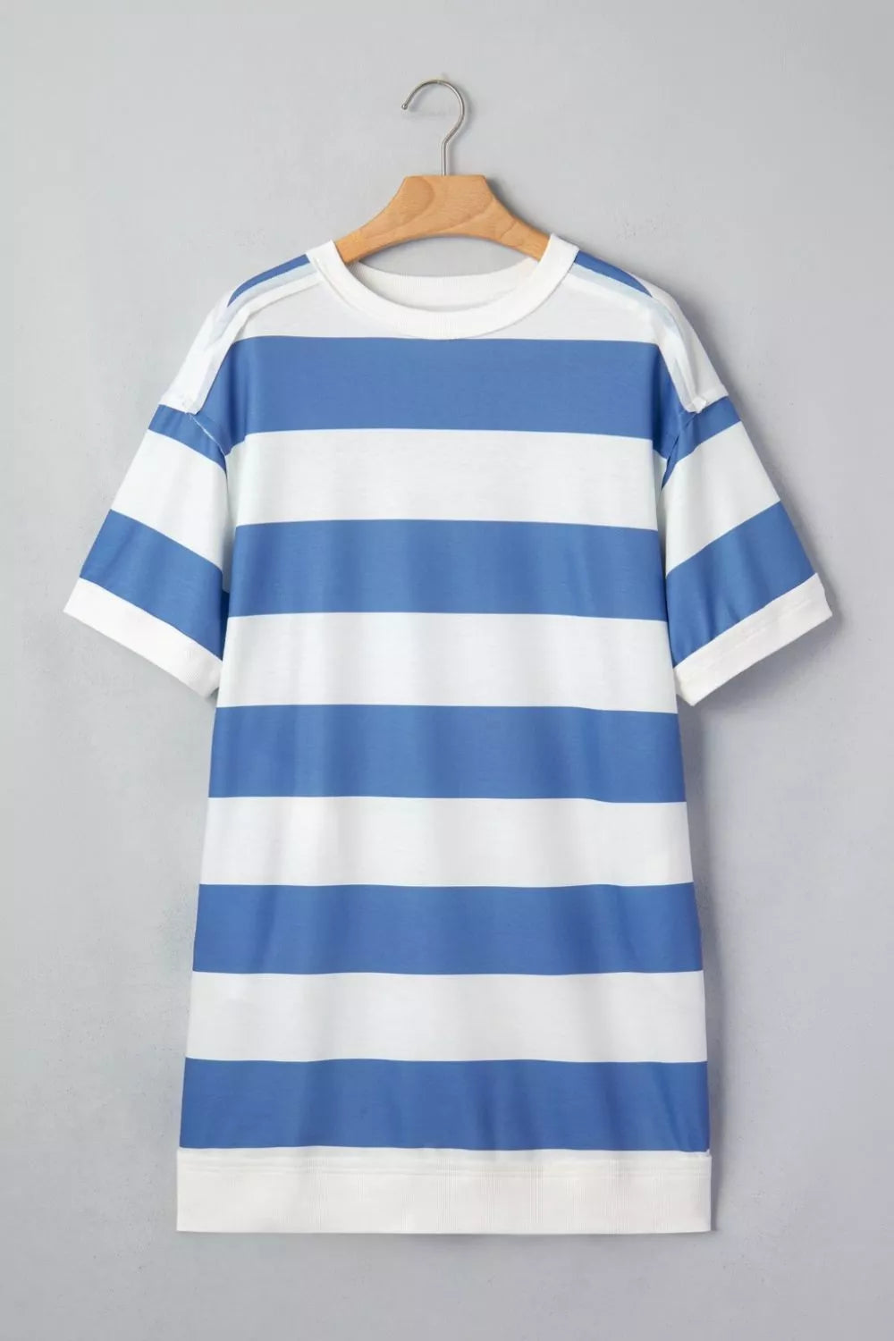 Oversized striped crew neck t-shirt mini dress