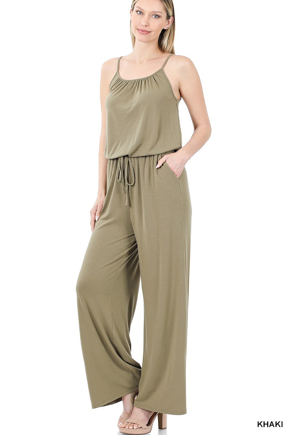 Spaghetti Strap Jumpsuit with Pockets - Azoroh