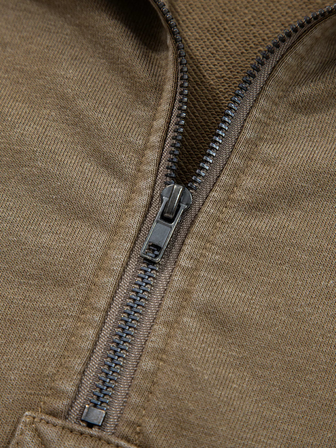 Mineral wash half-zip baggy hoodie with kangaroo pocket