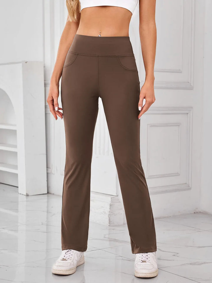 High-waist flare active pants with side pockets