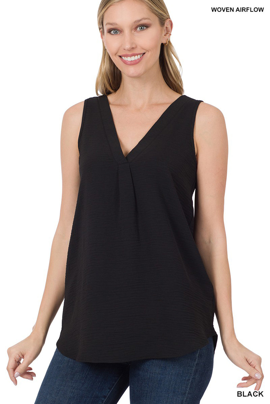 Breezeway Textured V-Neck Sleeveless Blouse