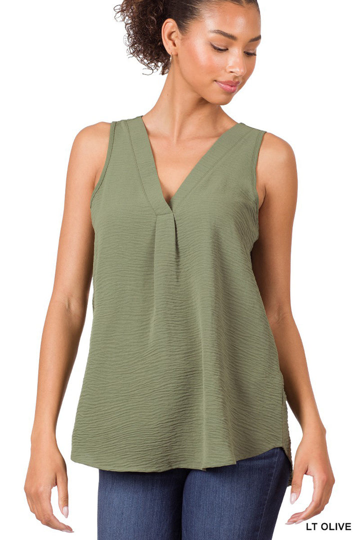 Breezeway Textured V-Neck Sleeveless Blouse