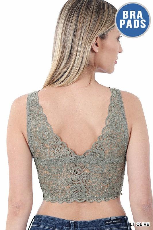 Seamless Lace Bra Top with Removable Bra Pads - Azoroh
