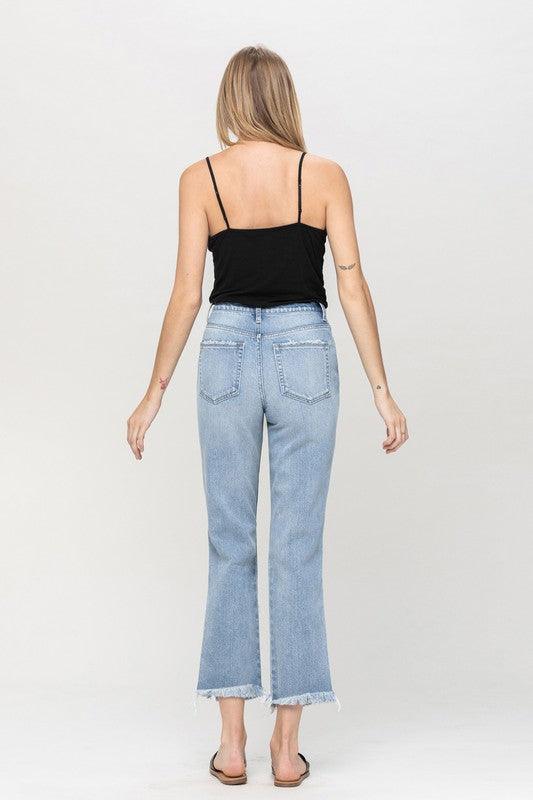 Super High Rise Distressed Relaxed Straight Jeans - Azoroh