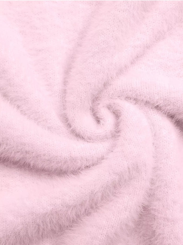Fuzzy eyelash knit off-shoulder pullover sweater