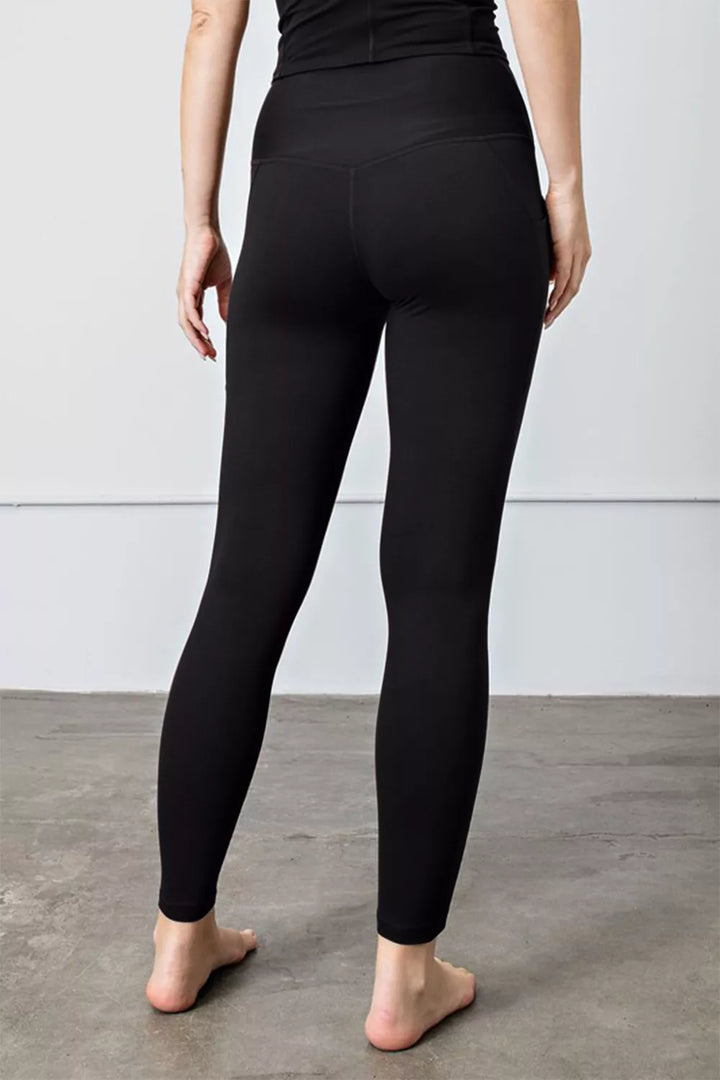 High-waist wide-waistband leggings with side pockets