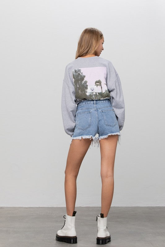 Luxe Rhinestone Tassel Premium Denim Shorts
