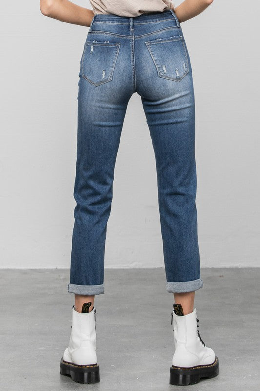 Savannah Slim Boyfriend Ankle Jeans