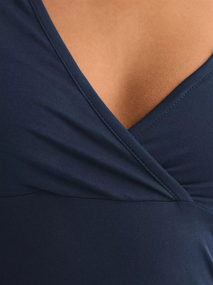 Wrap-front V-neck slim fit short sleeve tee