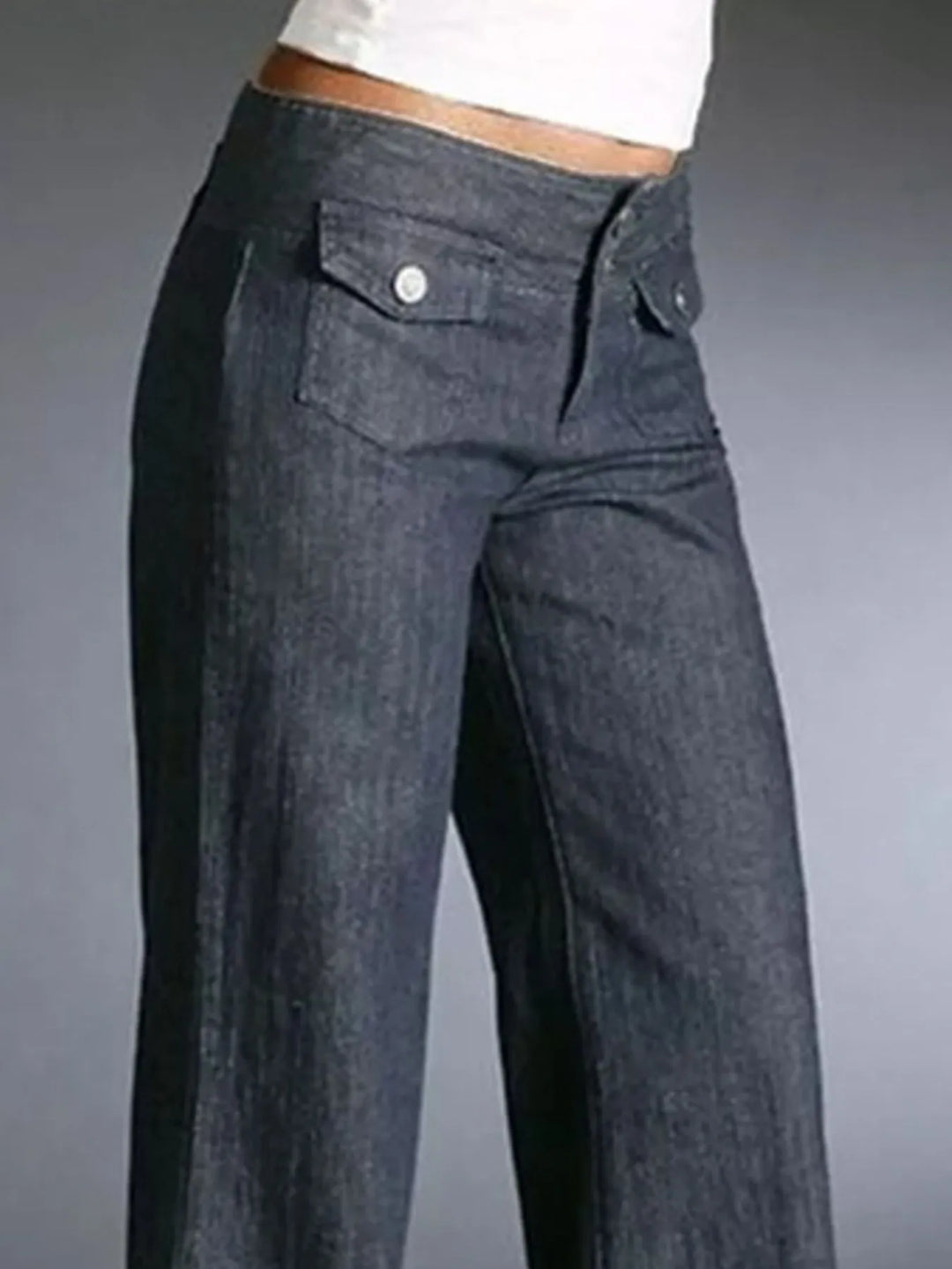 High-rise wide-leg jeans with flap pocket detail