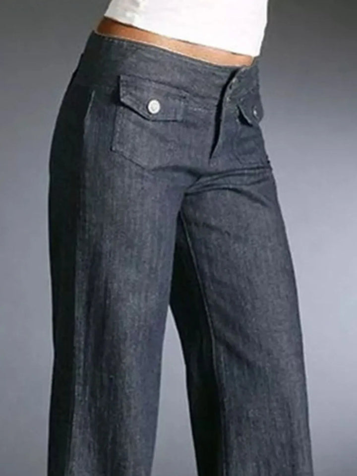 High-rise wide-leg jeans with flap pocket detail