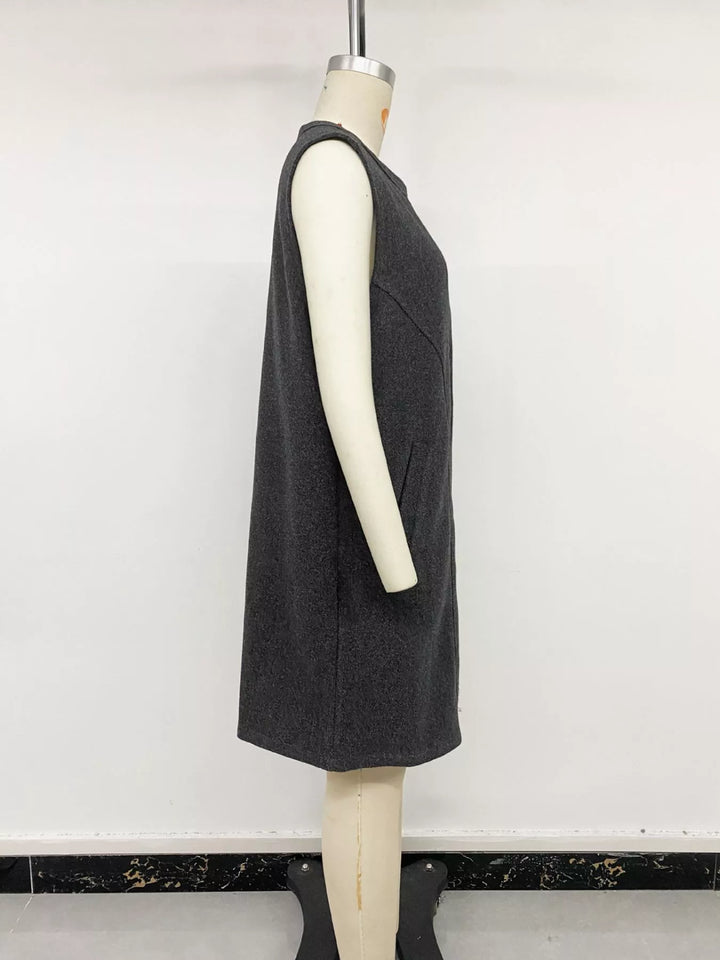 Longline sleeveless button-front vest coat