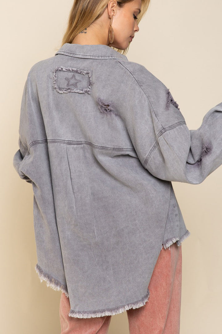 Fringe Distressed Oversized Jacket - Azoroh