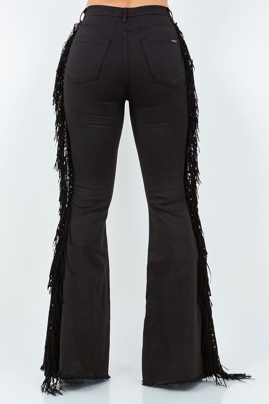 Texas Sun Fringe Bell Bottom Jeans | High Rise Denim