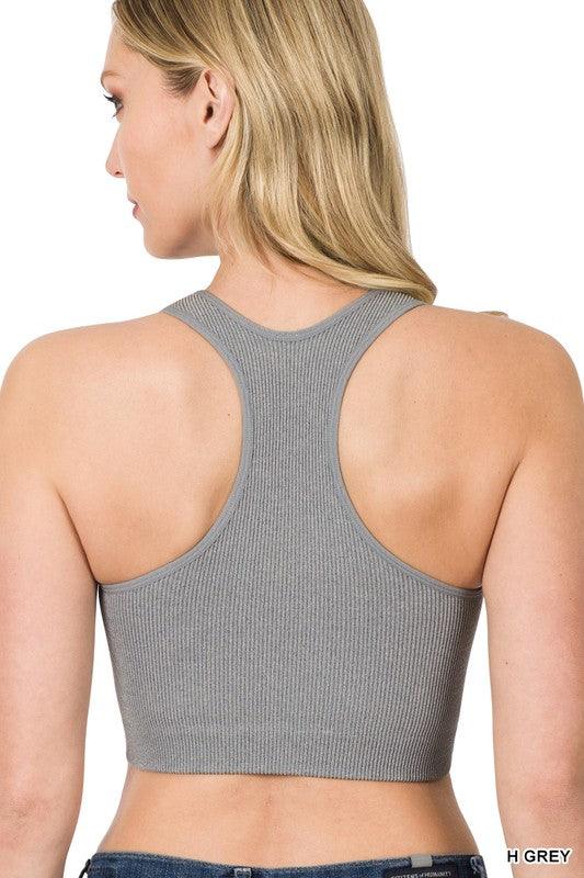 Ribbed Cropped Racerback Tank Top - Azoroh