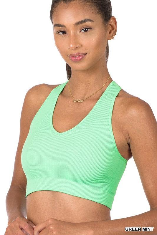 Ribbed Cropped Racerback Tank Top - Azoroh
