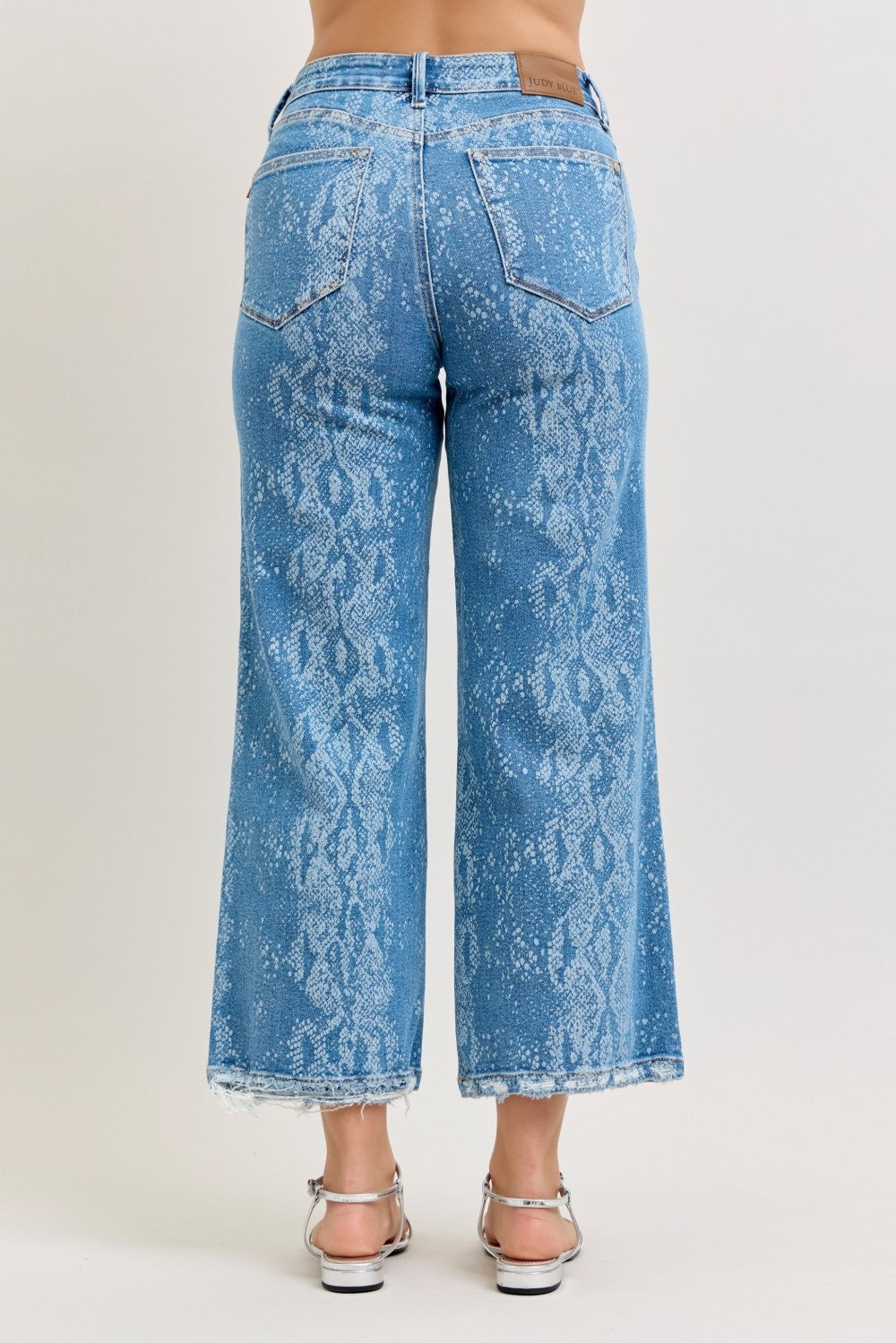Judy Blue high-rise snakeskin print wide leg ankle jeans