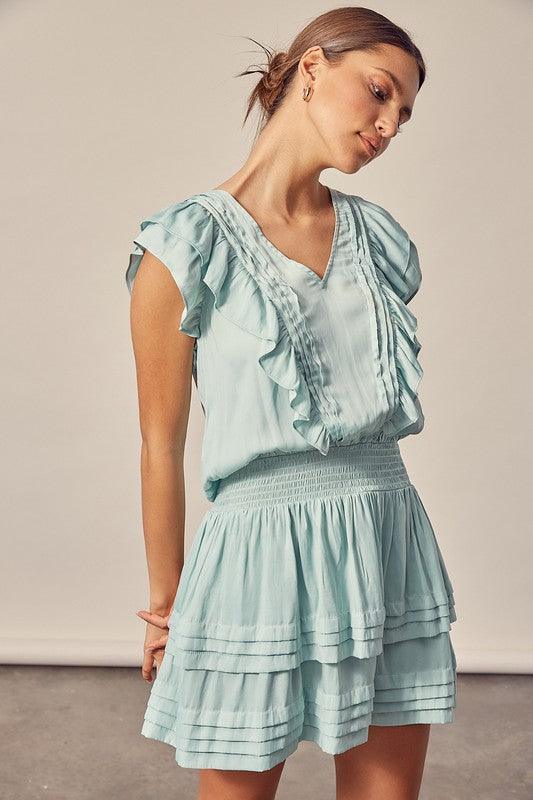 Pleated Detail Dress - Azoroh