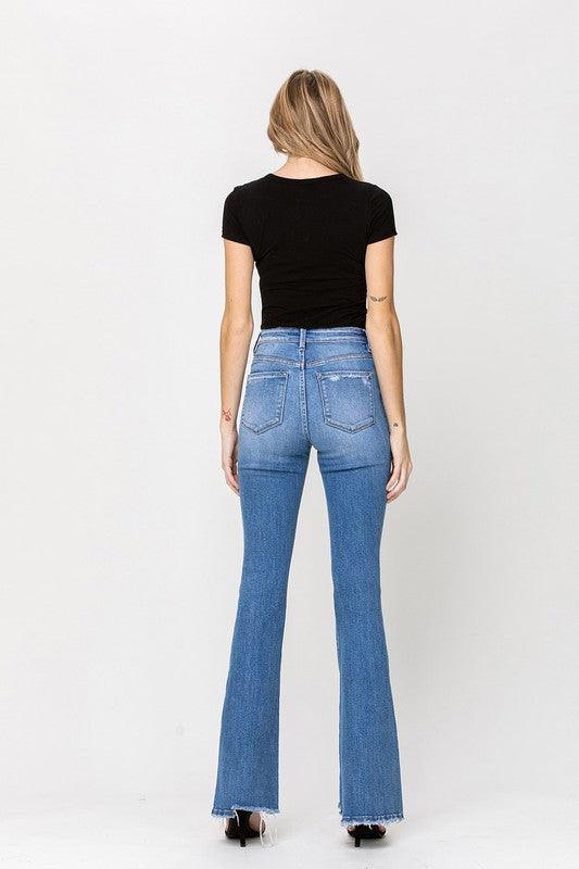 High Rise Flare W/Flare Detail Jeans - Azoroh