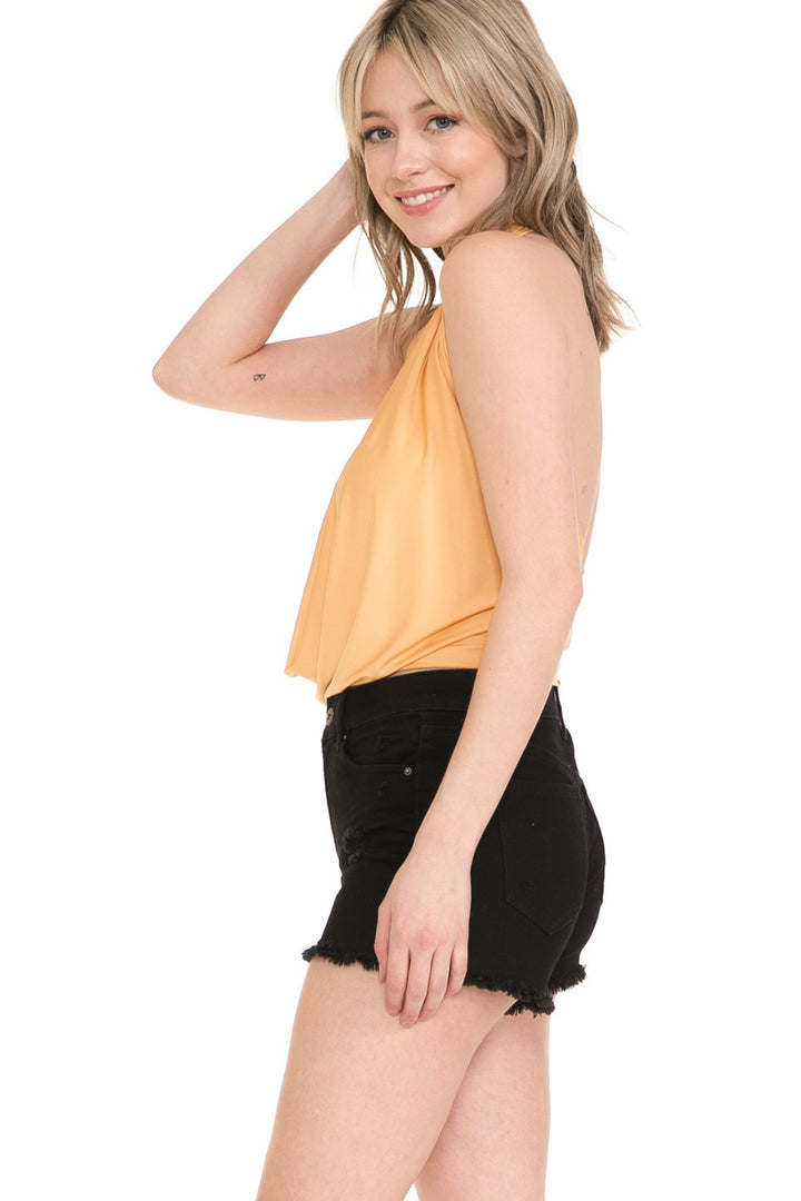 Vivienne Draped Halter Top With Open Back
