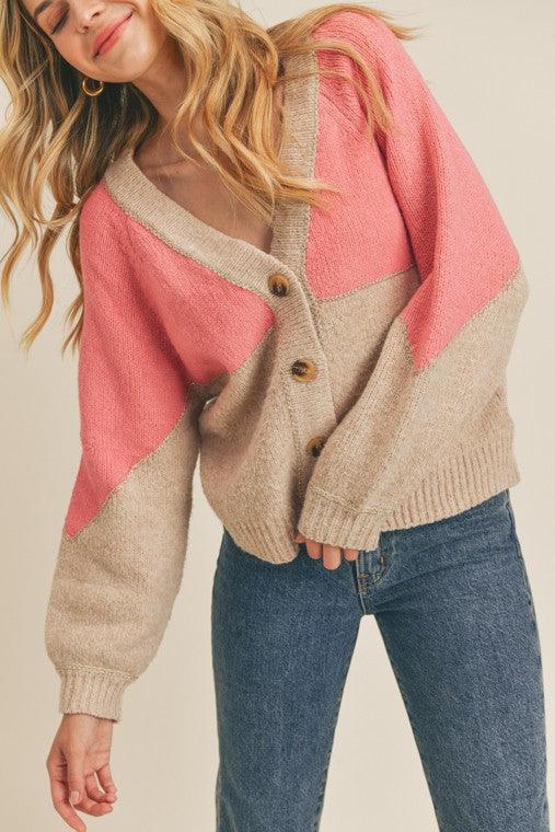 Color block Cardigan Sweater - Azoroh