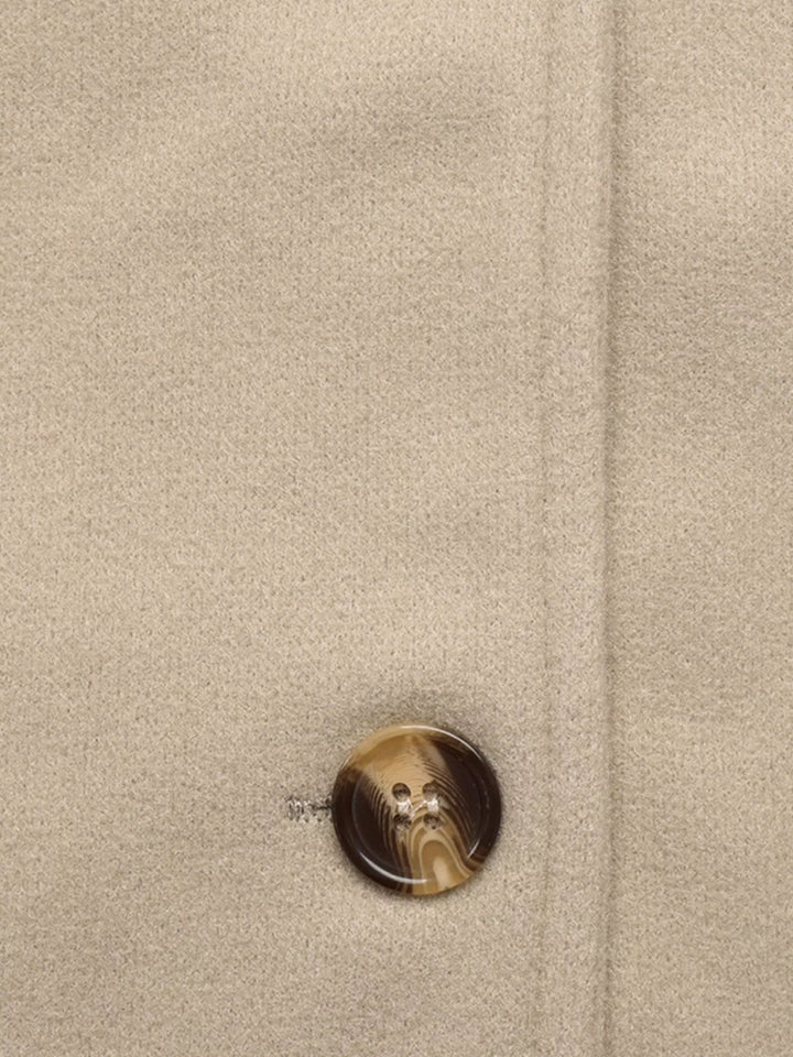 Cropped collared button-up jacket with cuff tabs